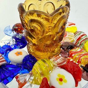 Amber Moon and Stars toothpick holder